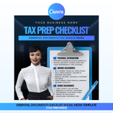 Tax Prep Essential Documents Checklist Social Media Template