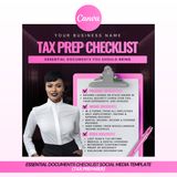 Tax Prep Essential Documents Checklist Social Media Template