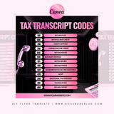 IRS Tax Transcript Codes DIY Flyer Template