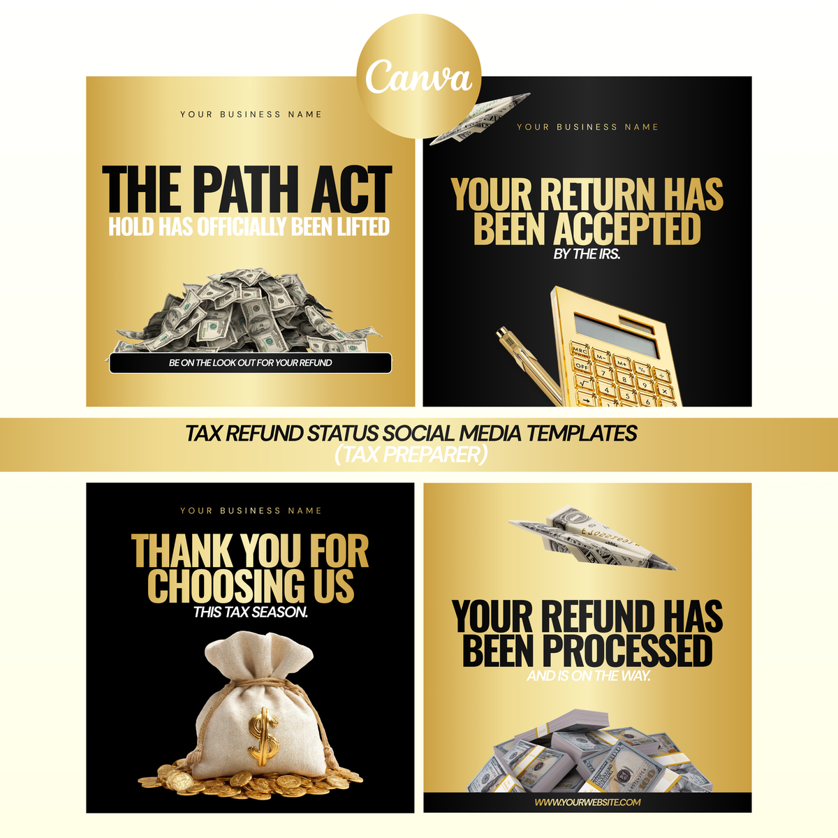 Tax Refund Status Social Media Templates (4-Pack)