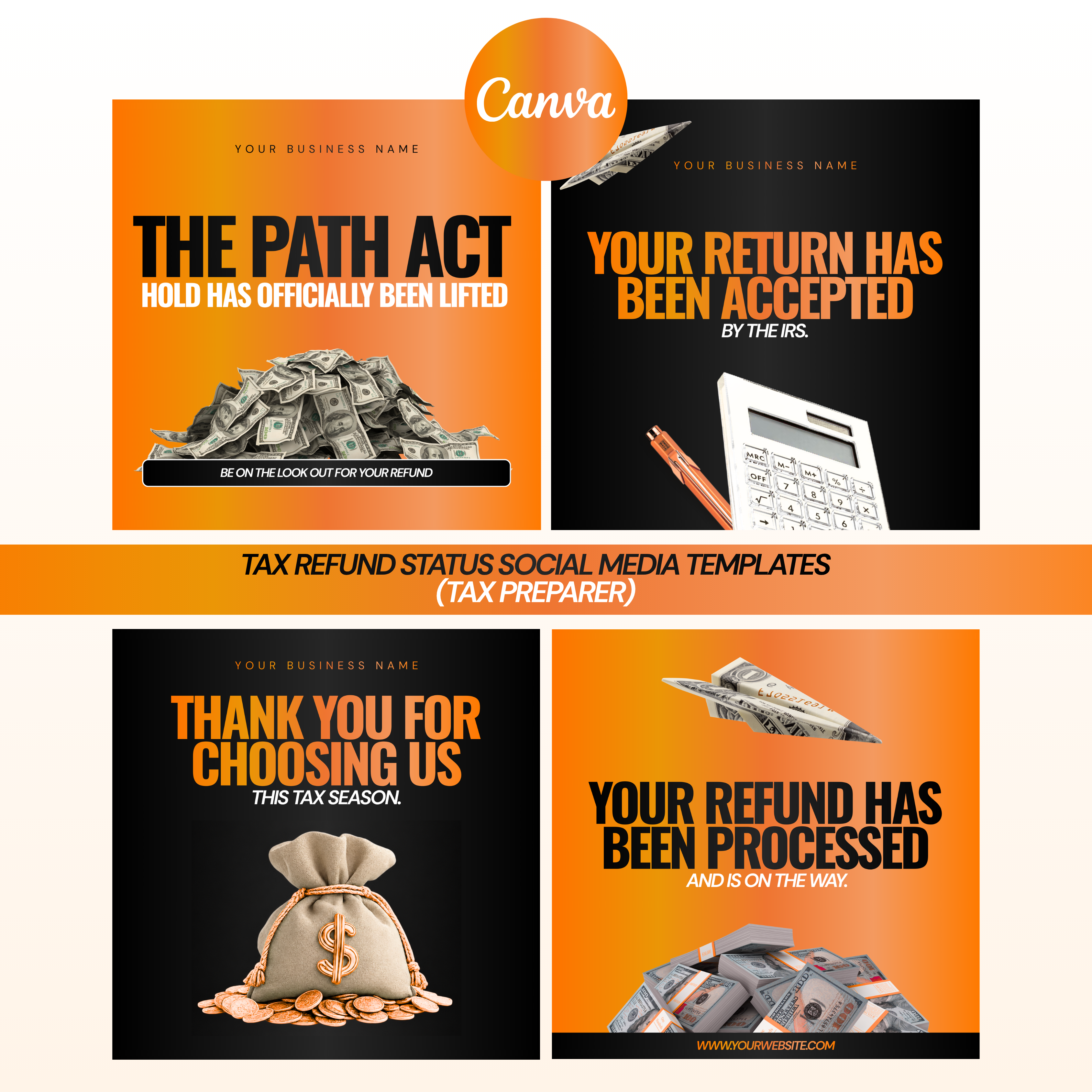 Tax Refund Status Social Media Templates (4-Pack)