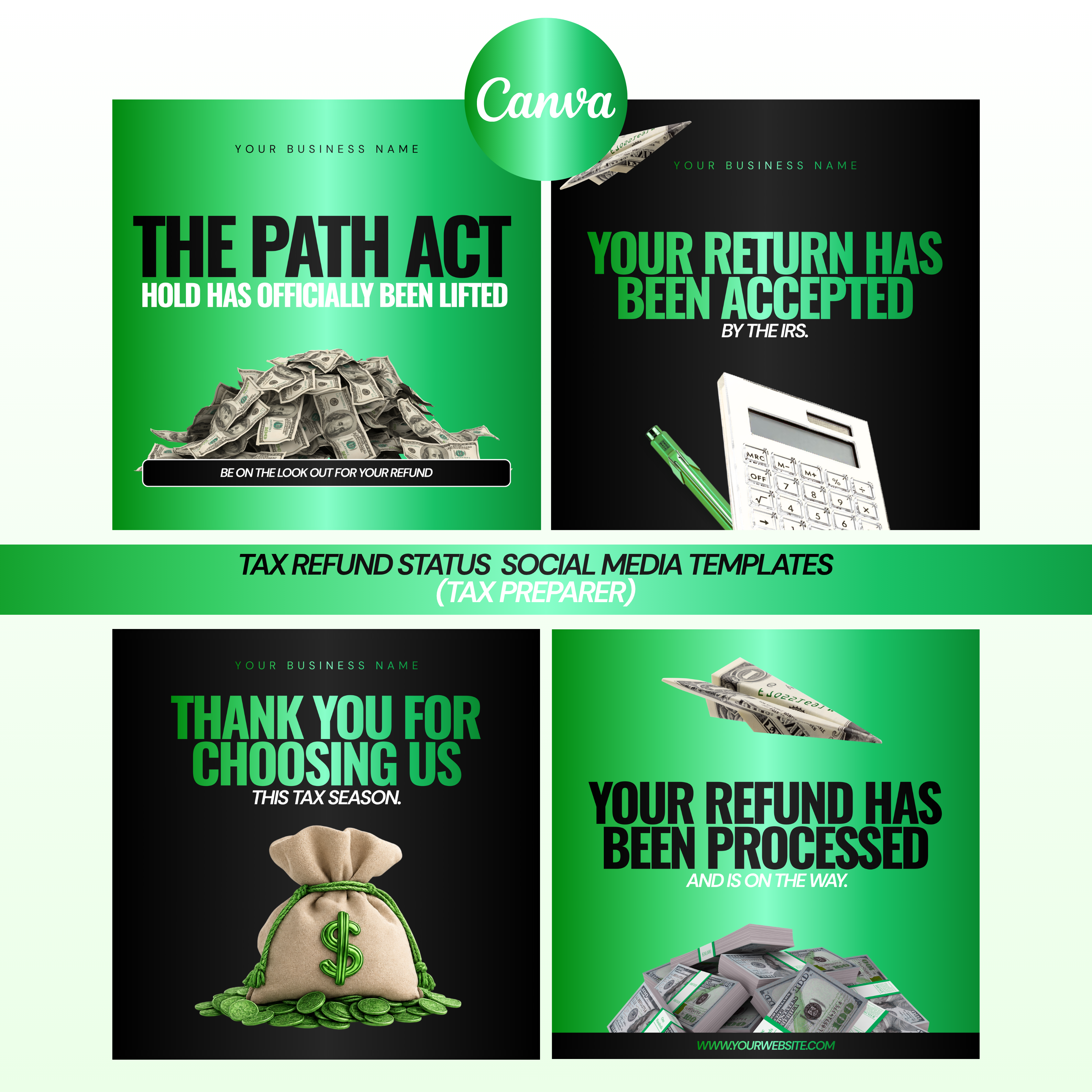 Tax Refund Status Social Media Templates (4-Pack)