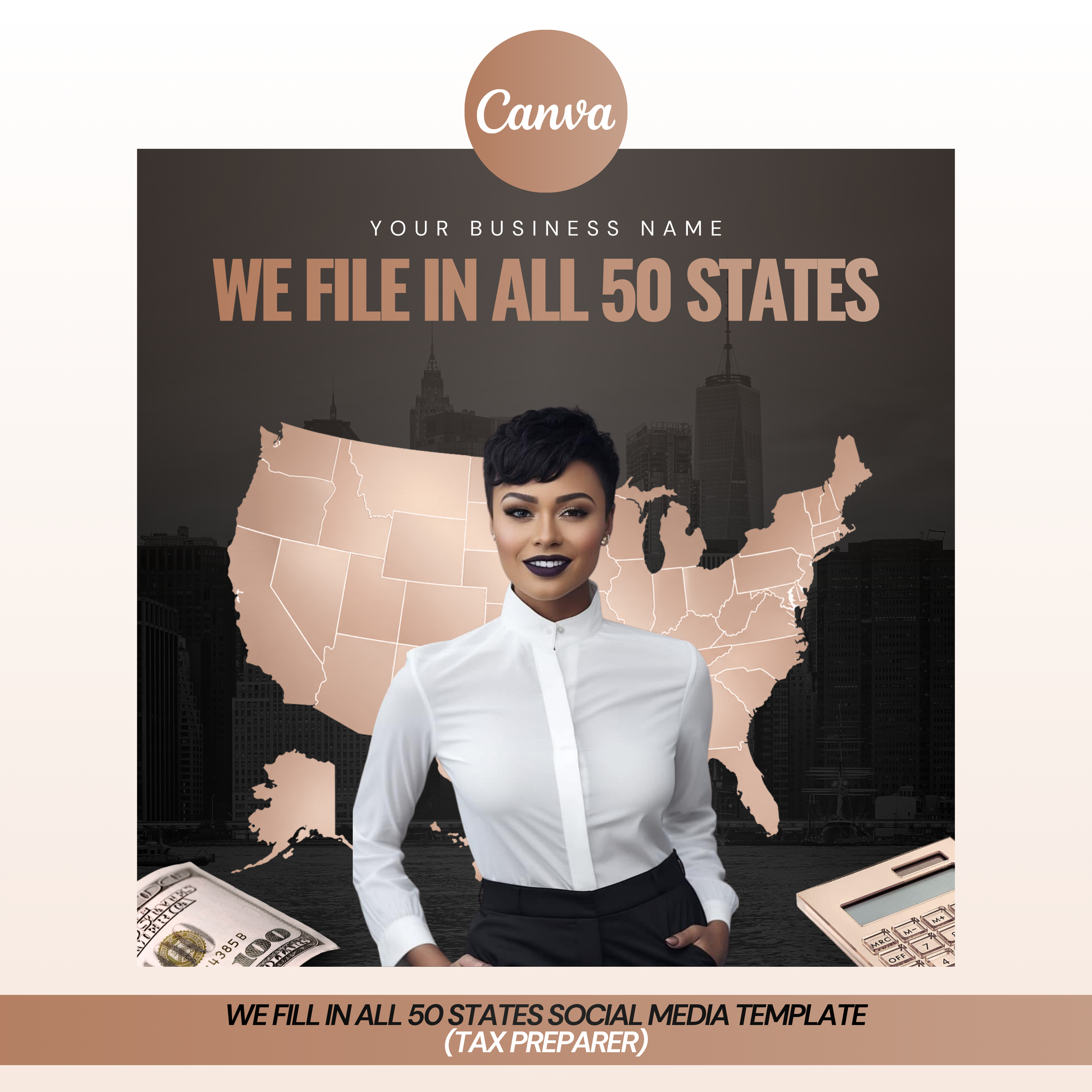We File In All 50 States Social Media Template (Tax Preparer)