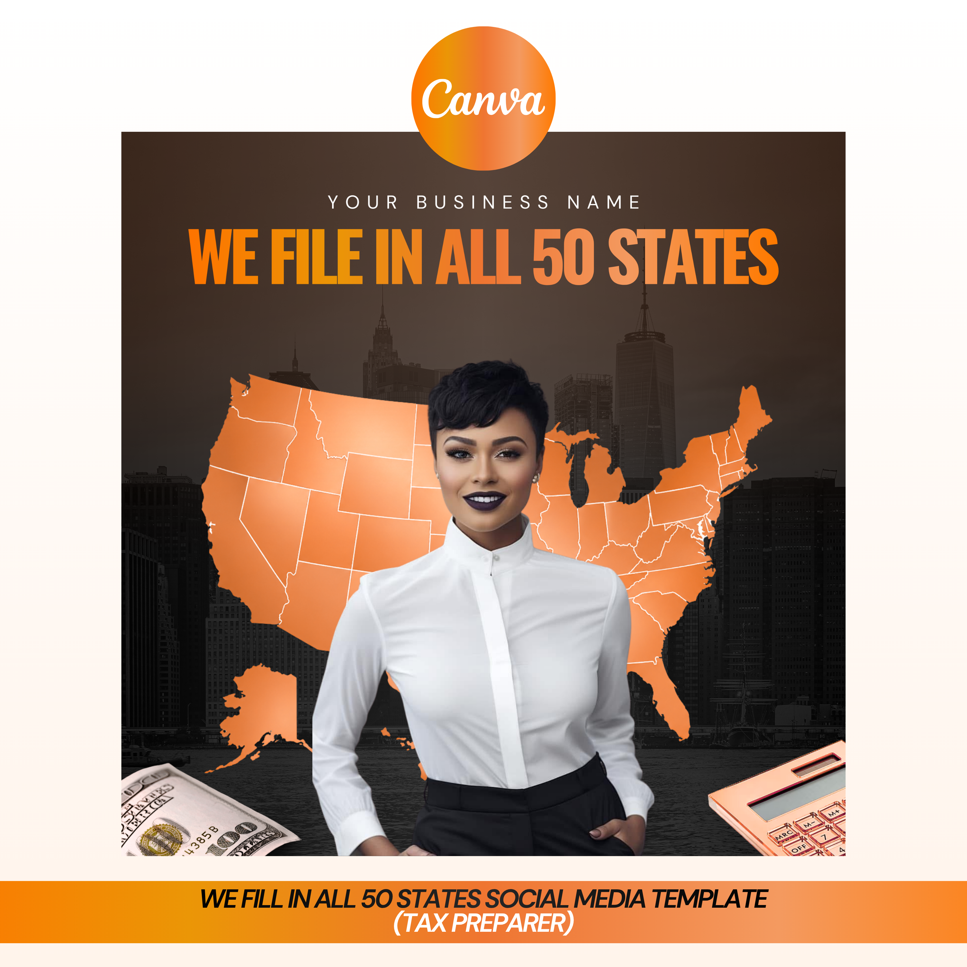 We File In All 50 States Social Media Template (Tax Preparer)