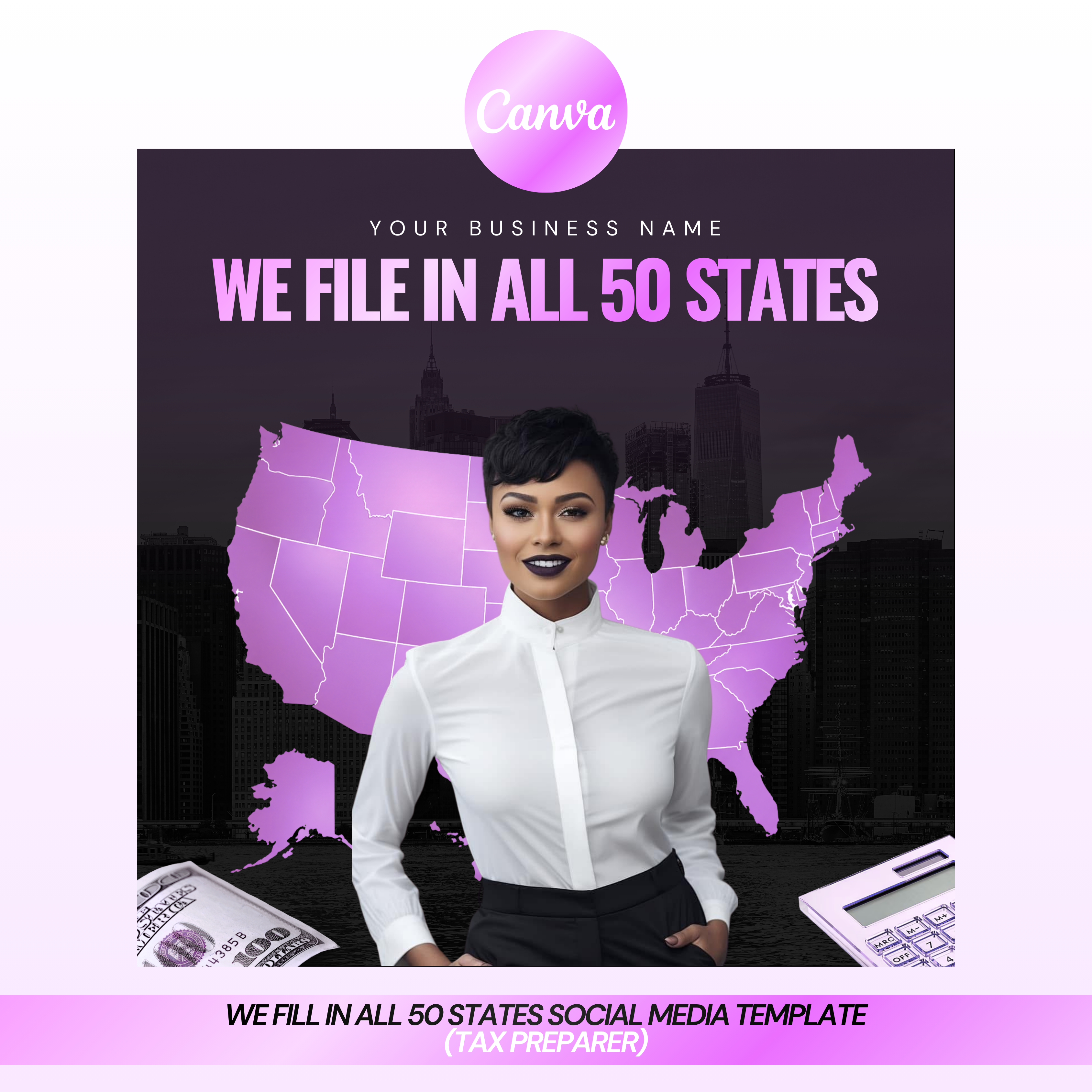 We File In All 50 States Social Media Template (Tax Preparer)