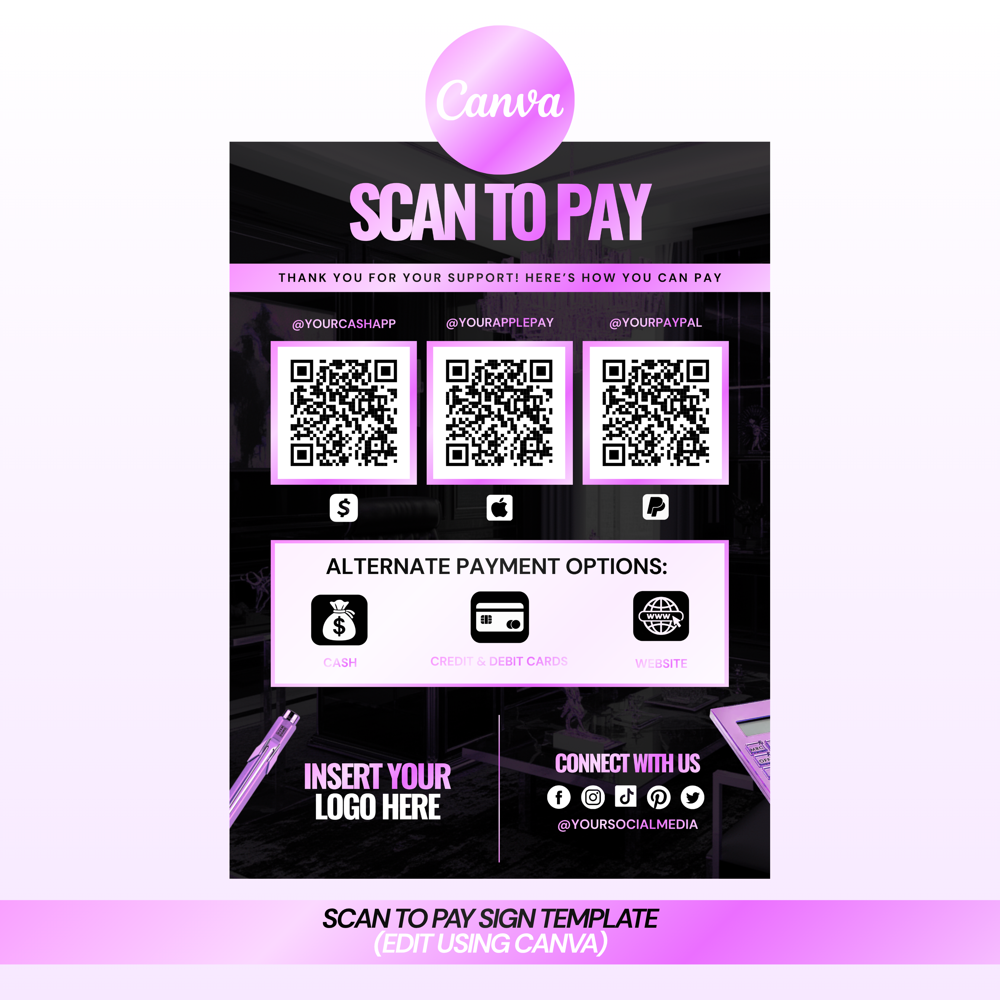 Scan To Pay Sign Template