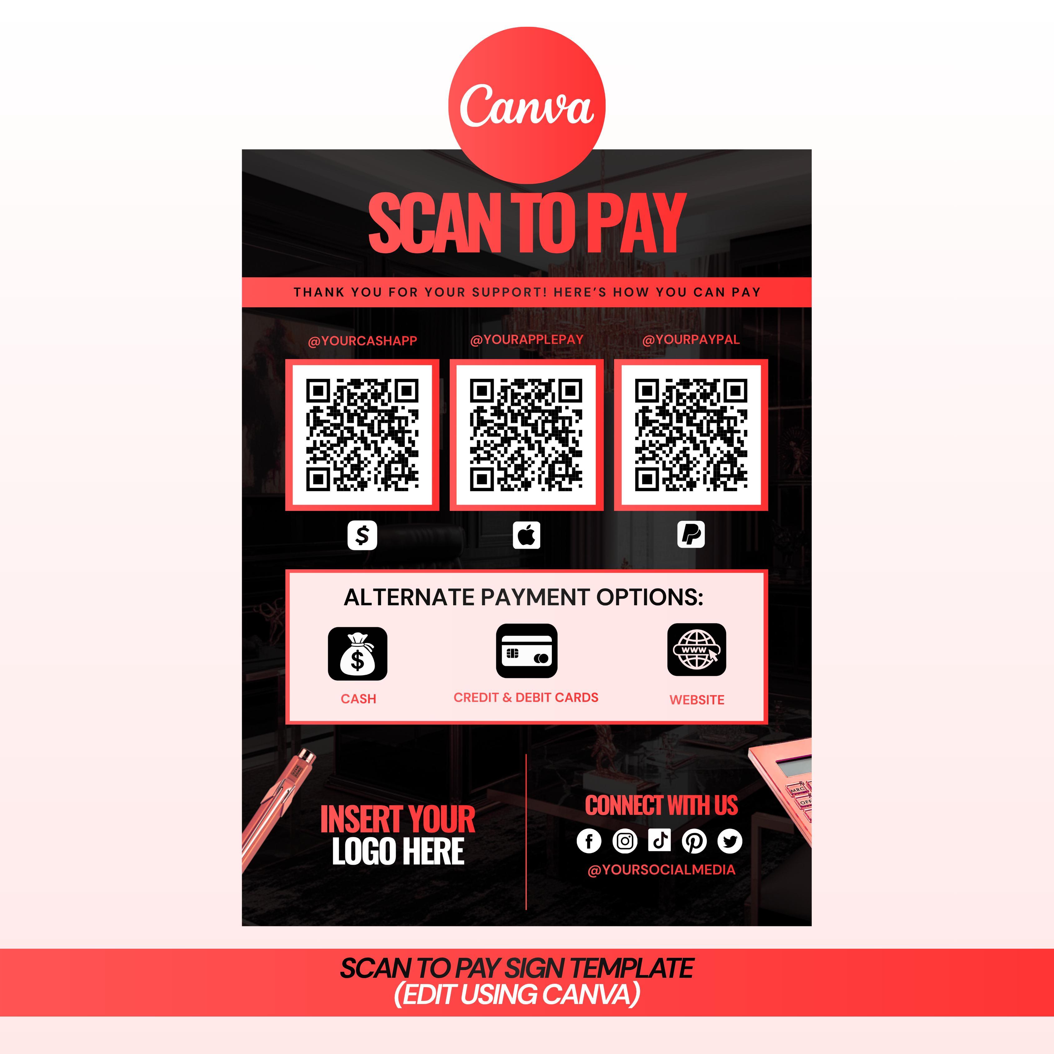 Scan To Pay Sign Template