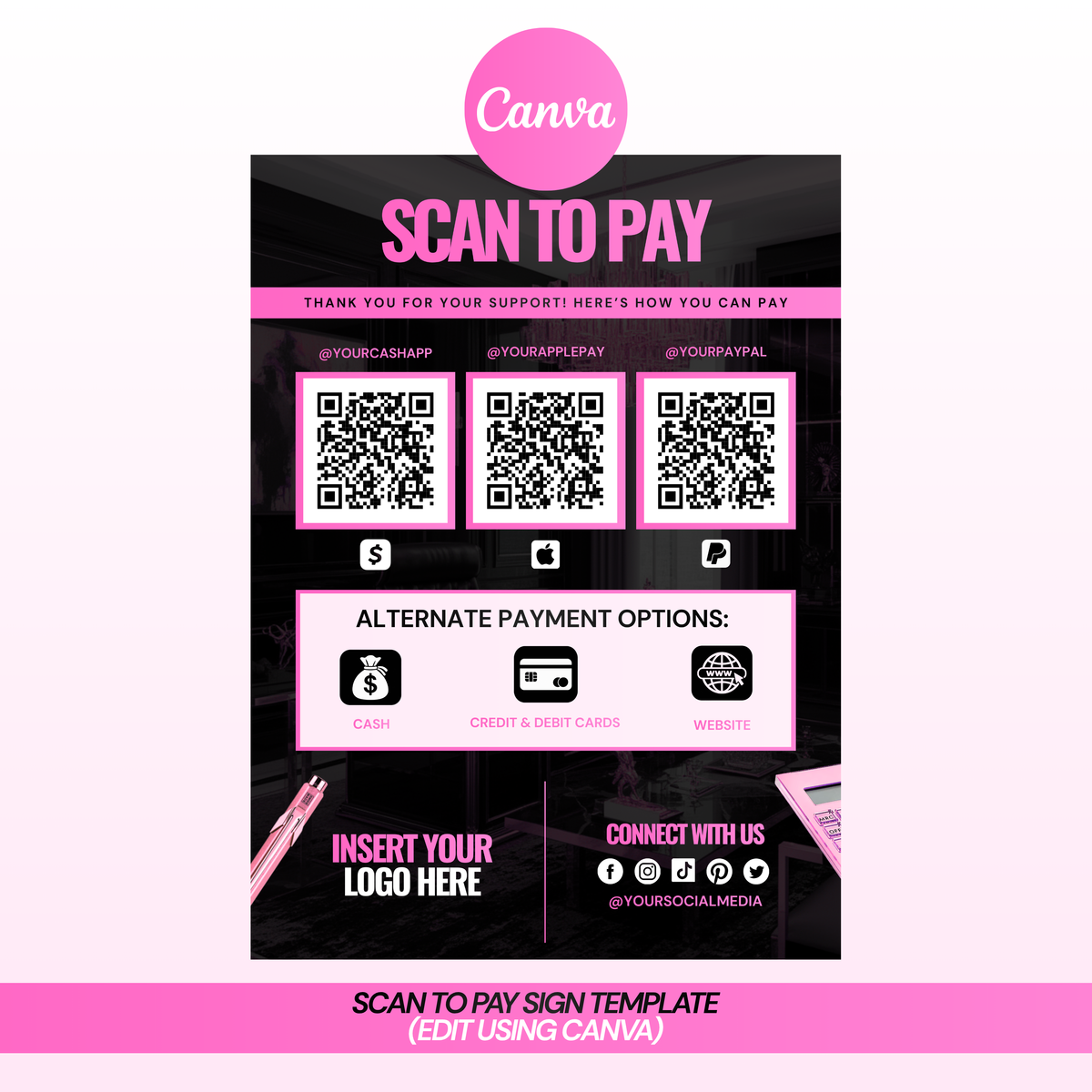 Scan To Pay Sign Template