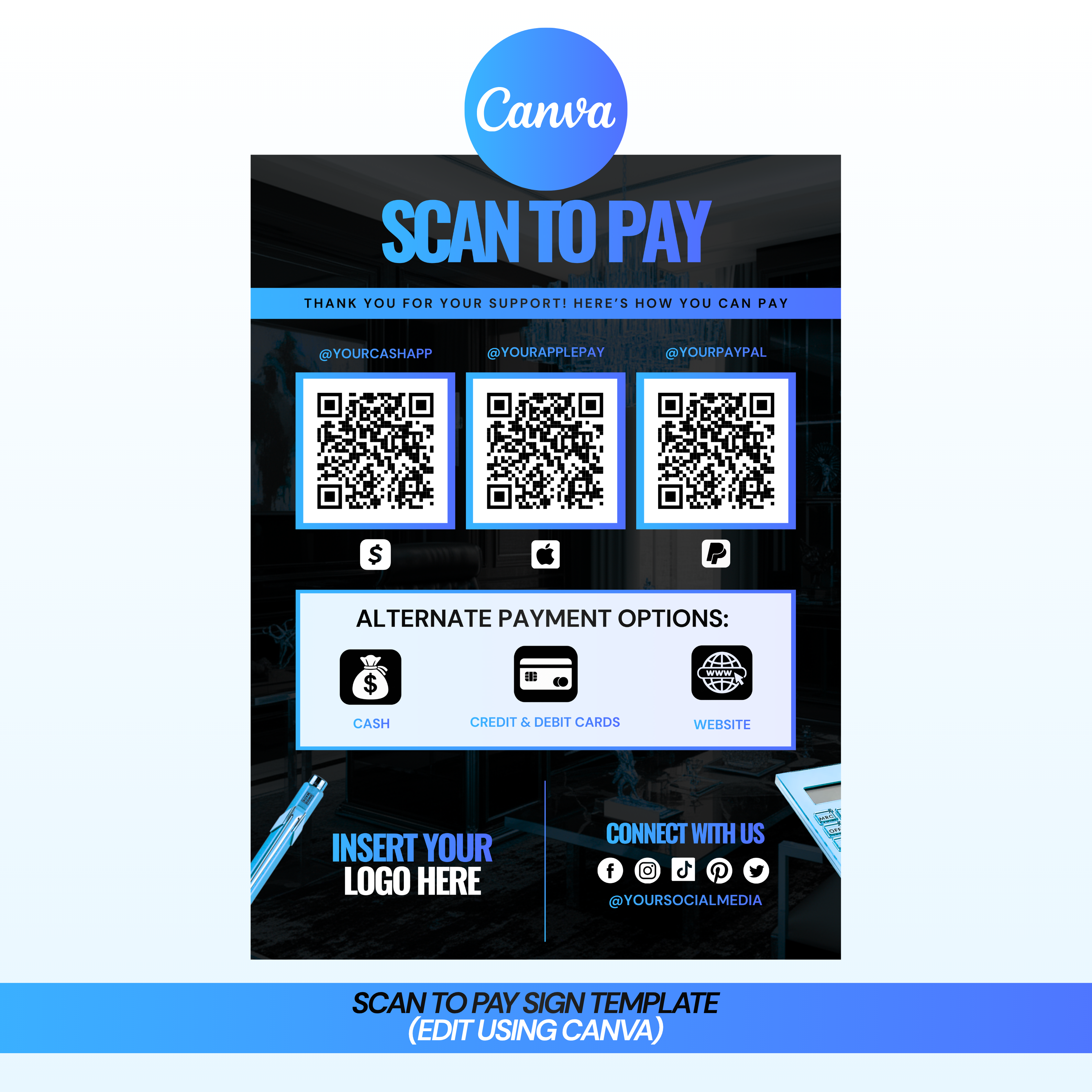 Scan To Pay Sign Template