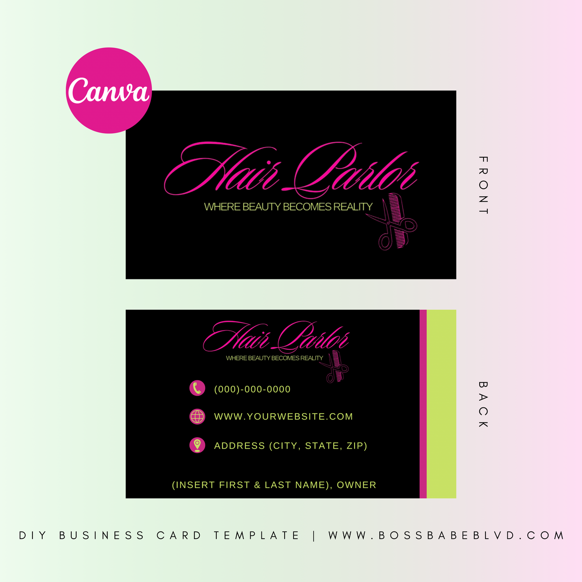 Hair Stylist DIY Business Card Design Template