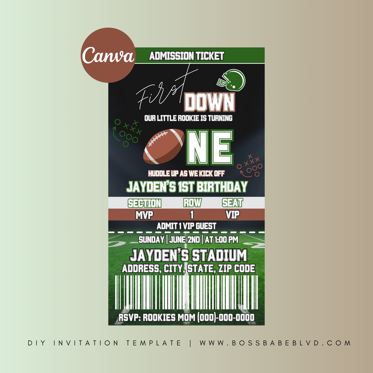 First Down DIY Invitation Template