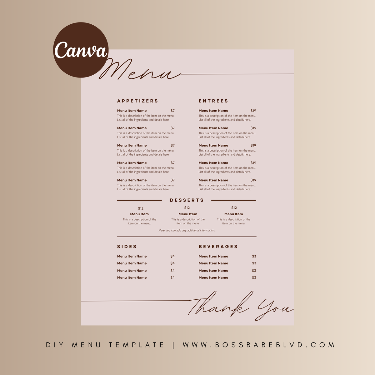 Restaurant Menu DIYTemplate