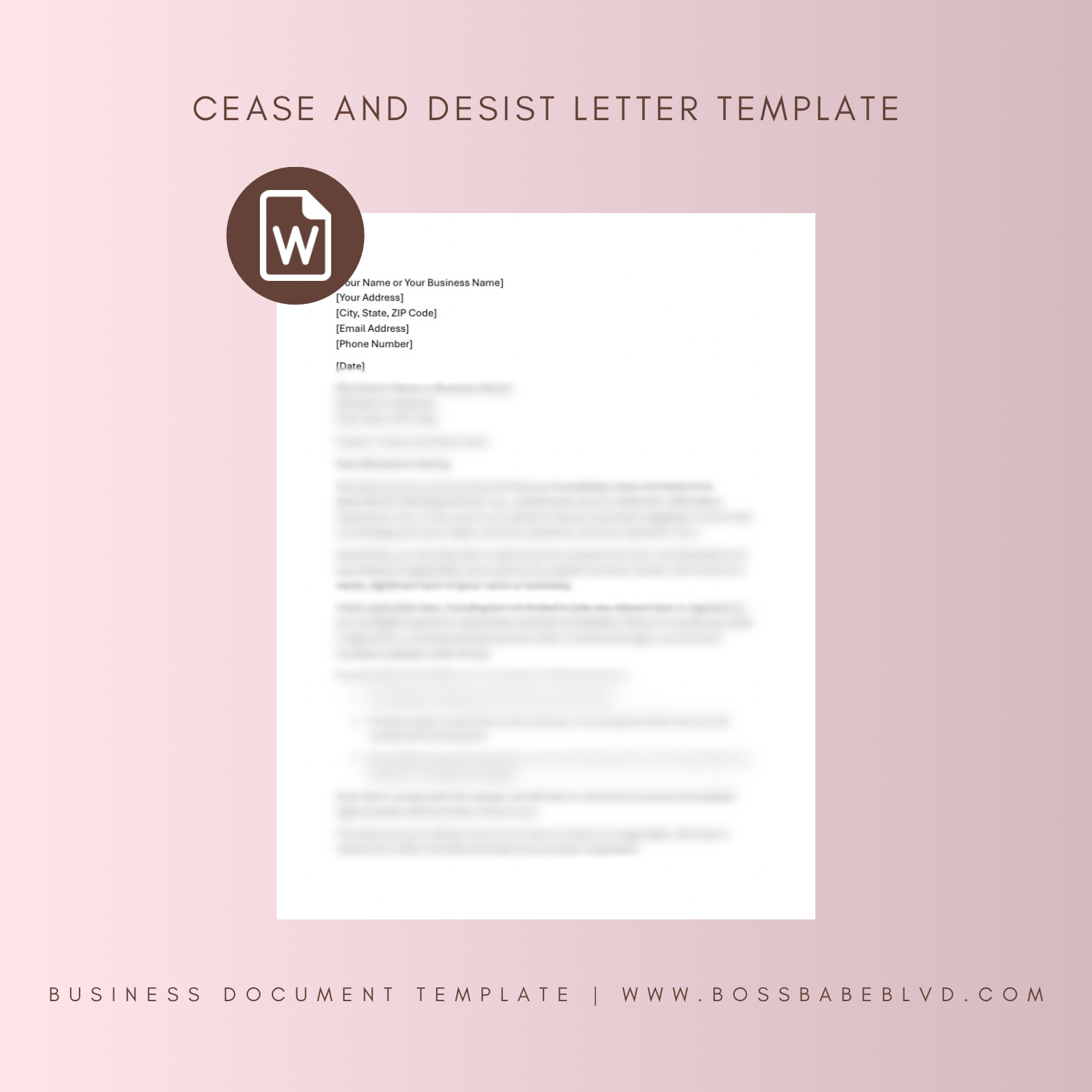 Cease and Desist Letter Template