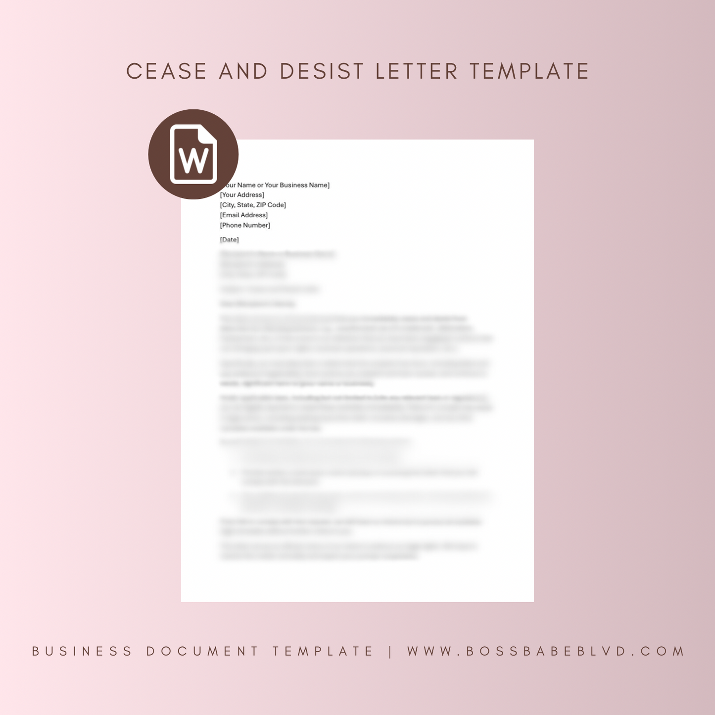 Cease and Desist Letter Template