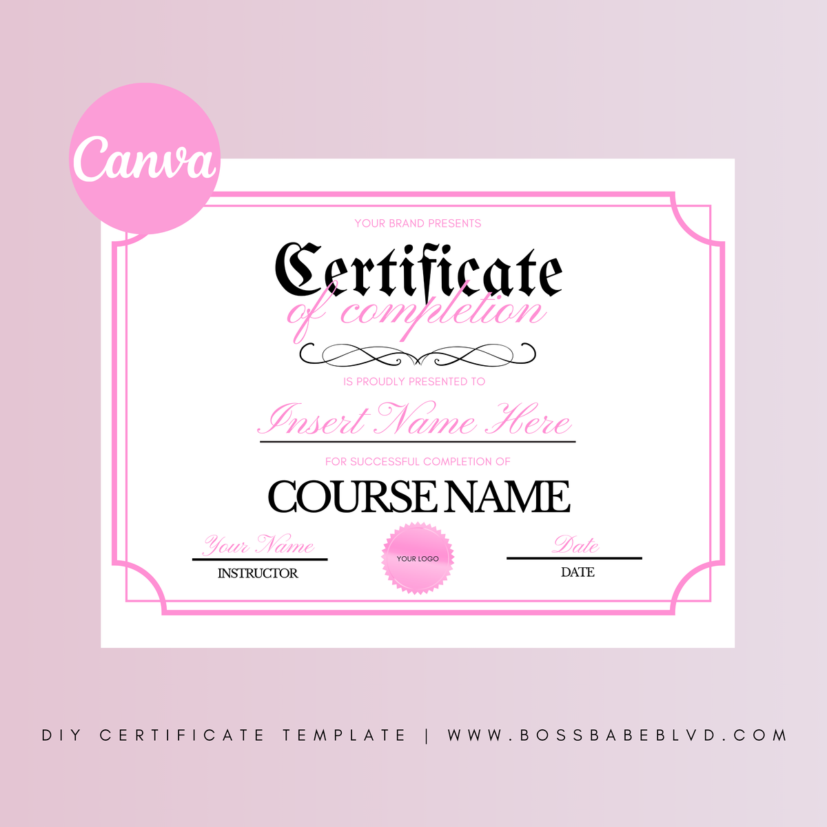 Certificate Of Completion DIY Template
