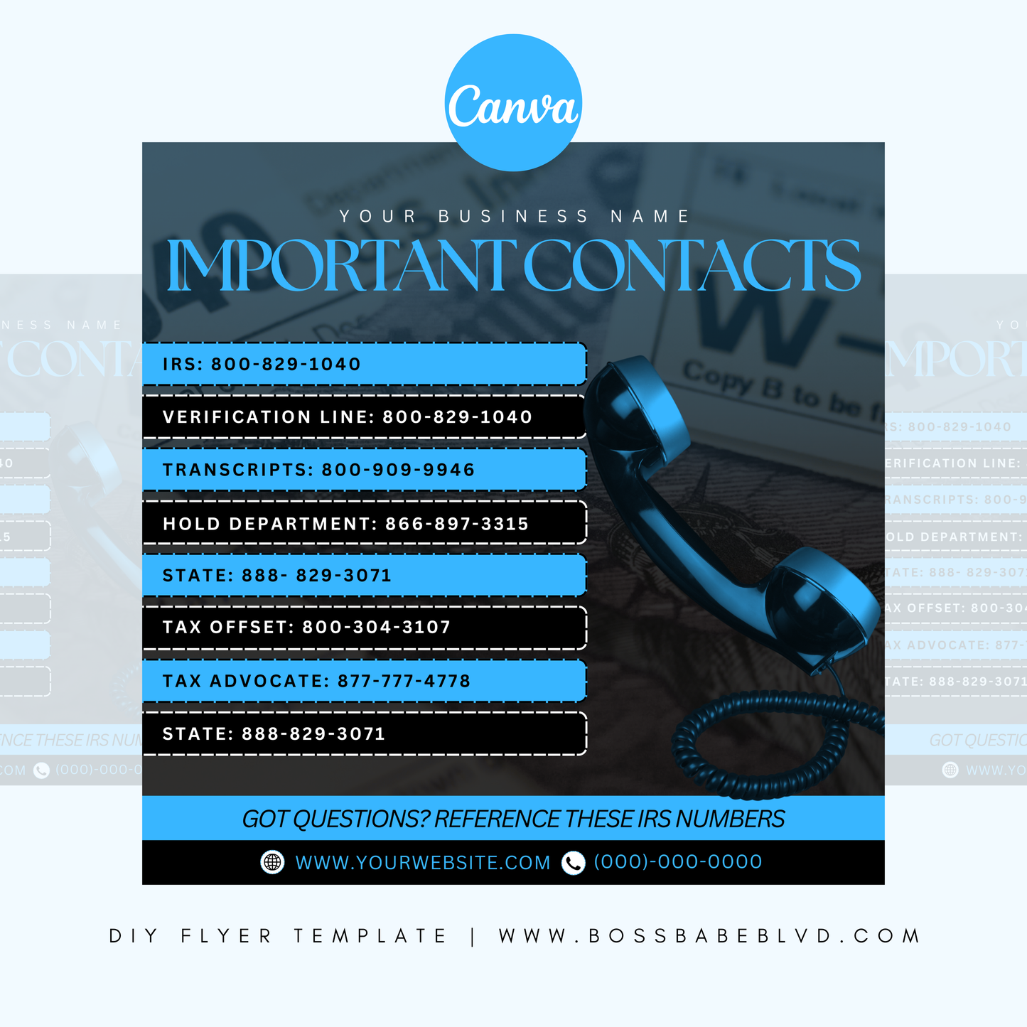IRS Contact Numbers DIY Flyer Template