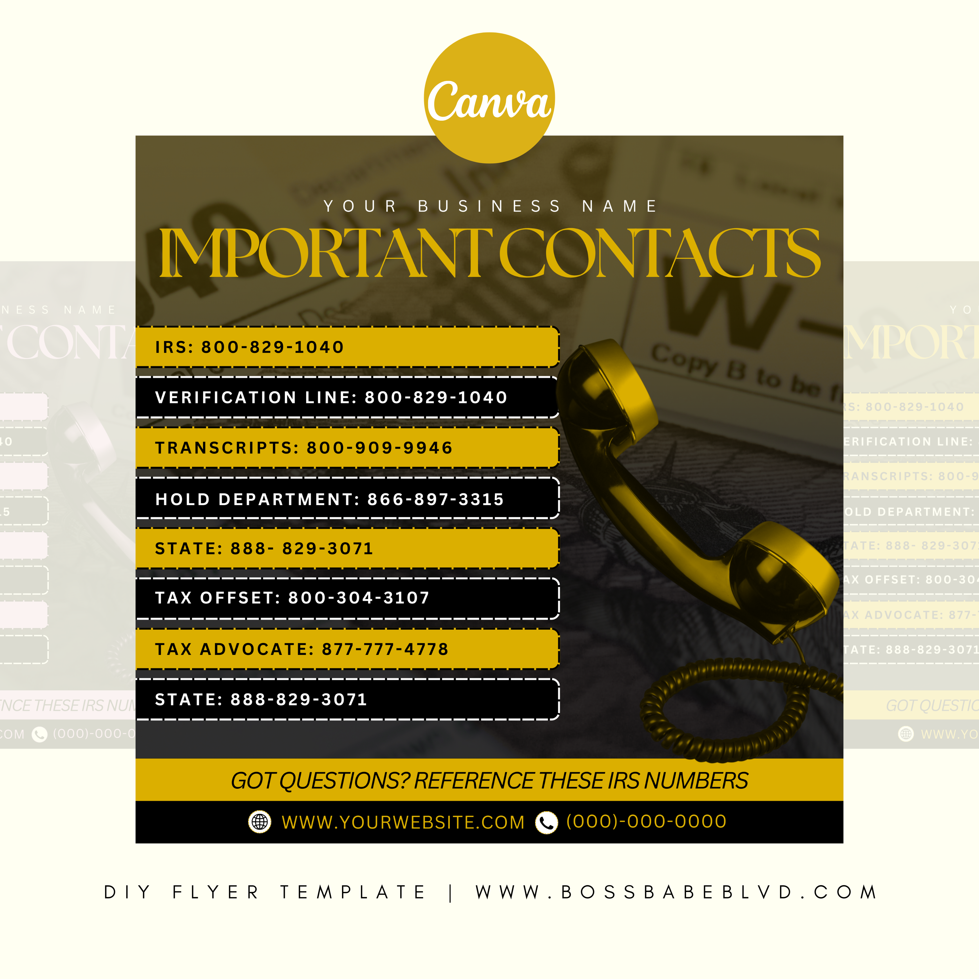 IRS Contact Numbers DIY Flyer Template