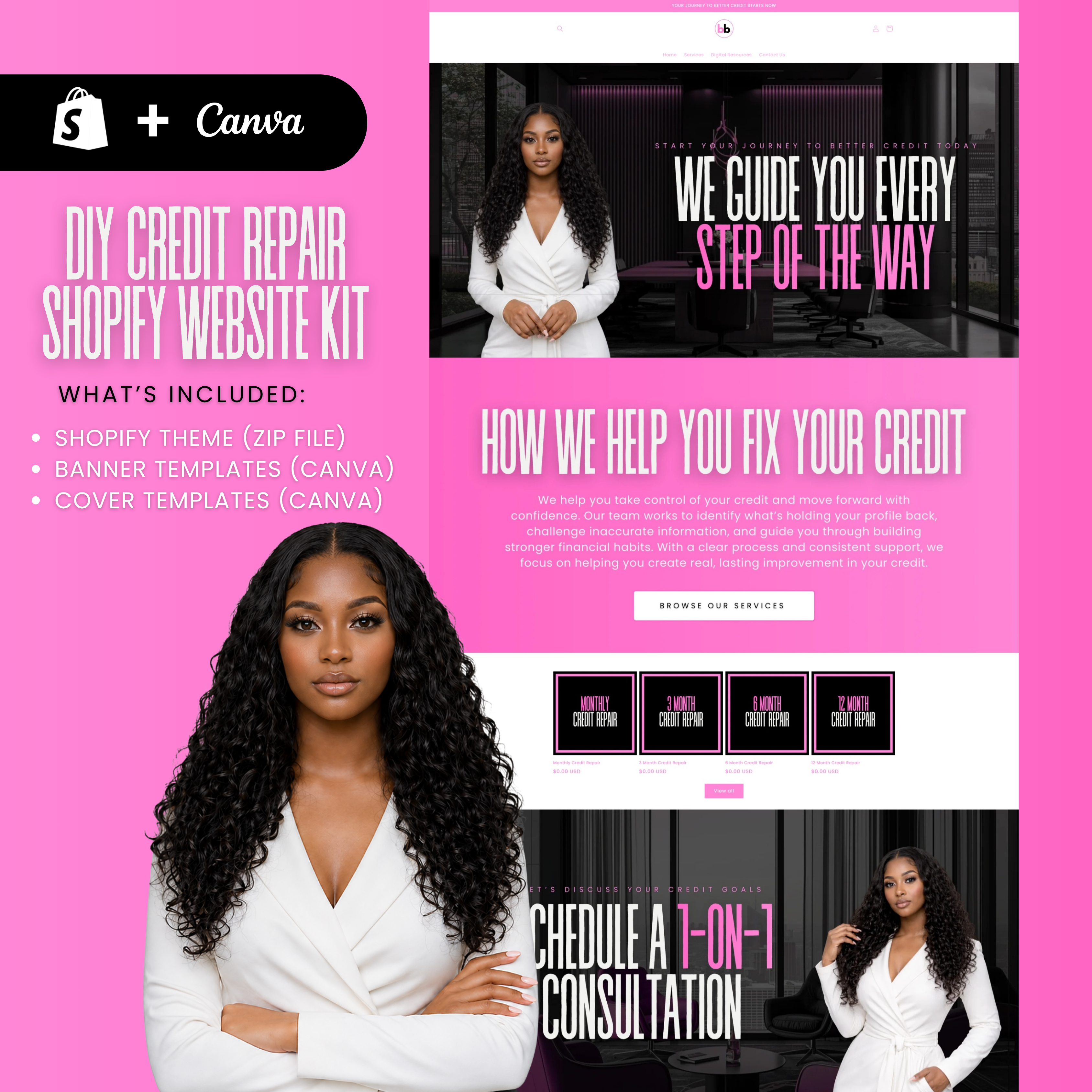 DIY Credit Repair Shopify Website Kit – Editable Theme, Banner & Cover Templates