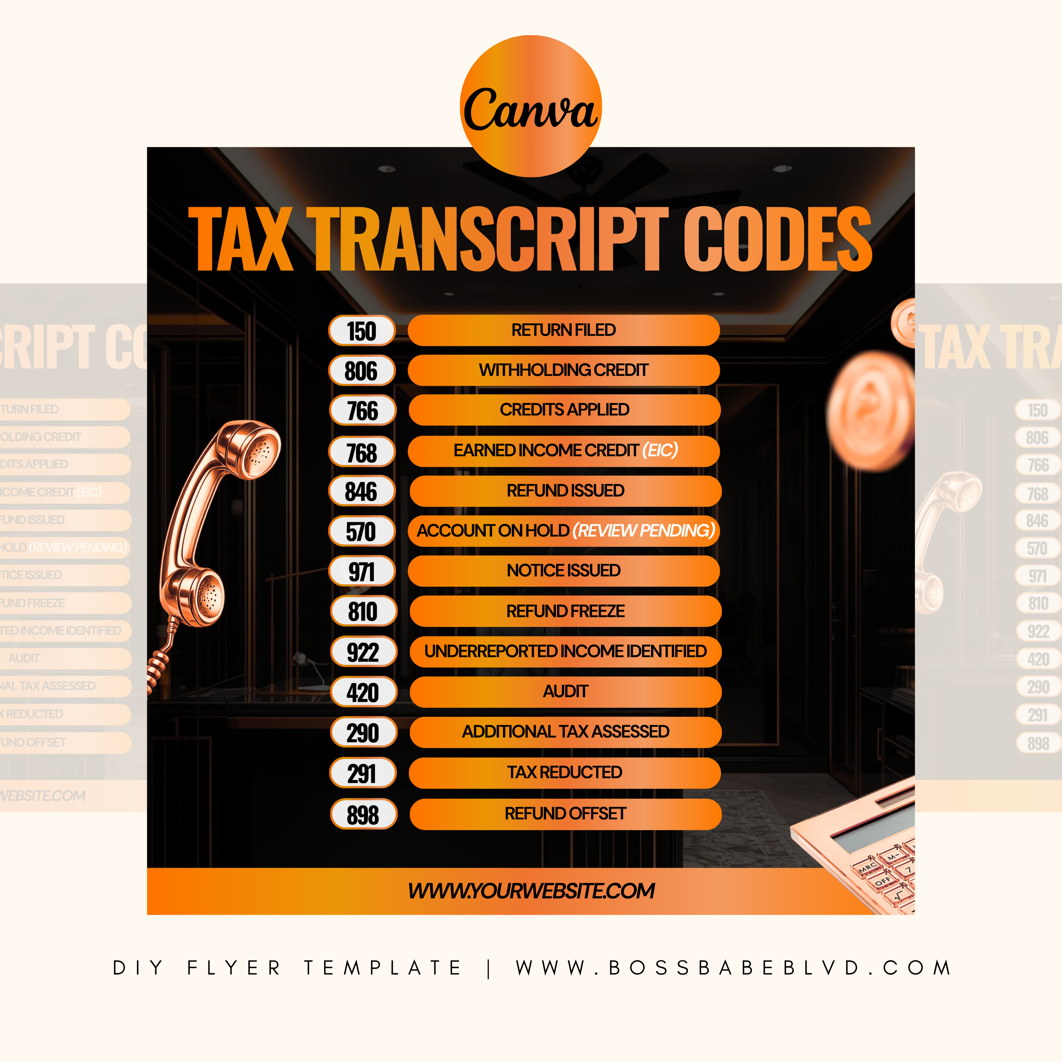 IRS Tax Transcript Codes DIY Flyer Template
