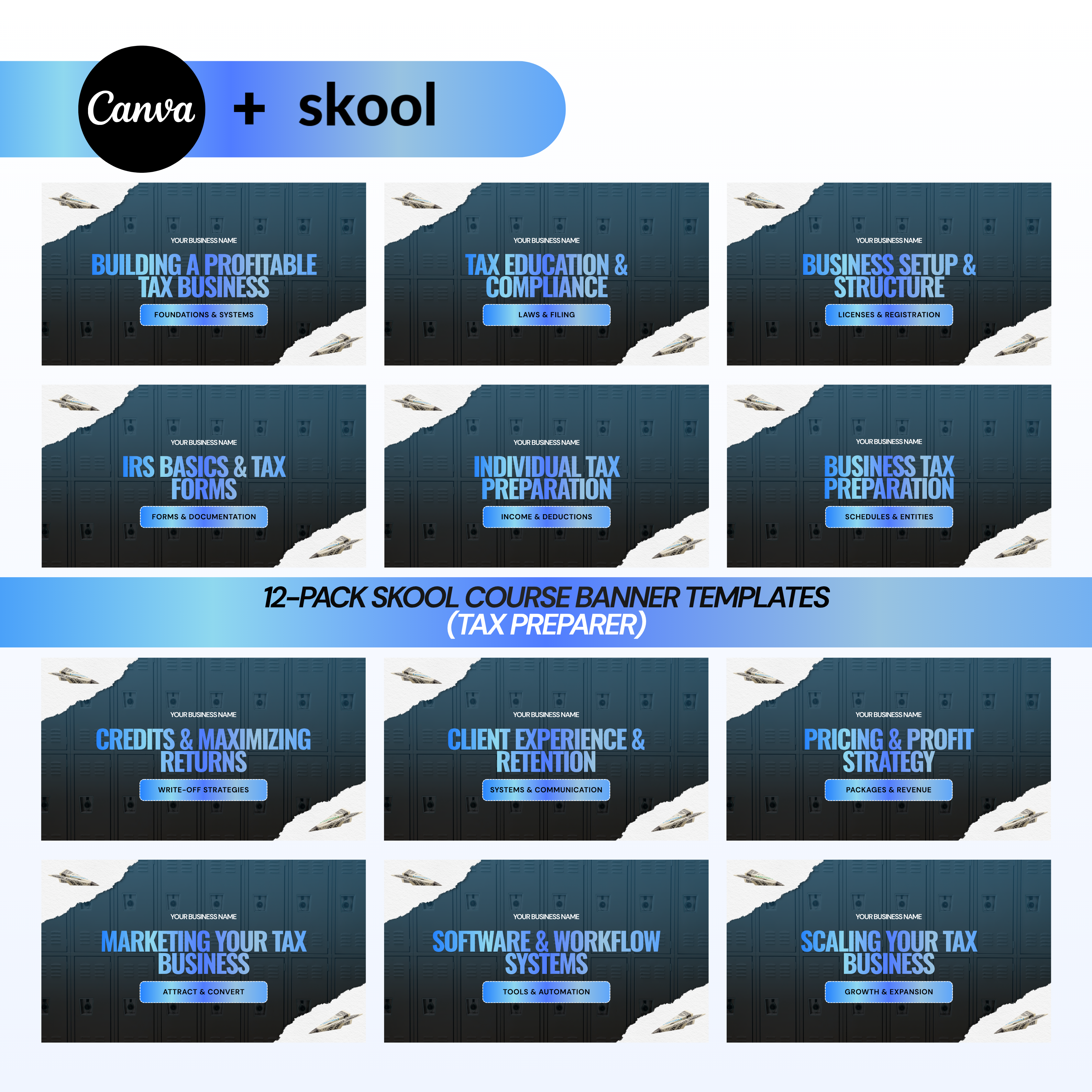 Tax Preparer Skool Course Banner Templates (12-Pack)