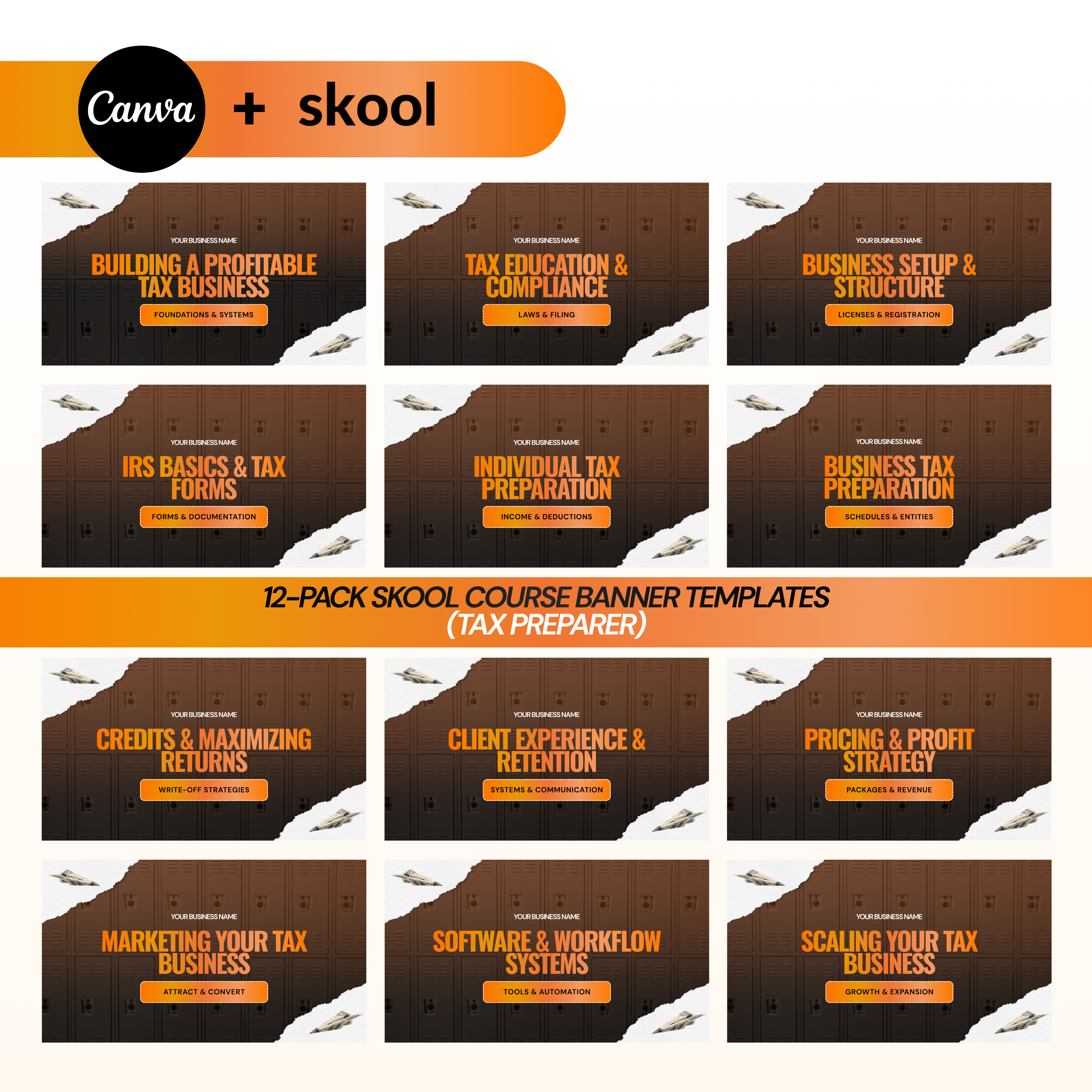 Tax Preparer Skool Course Banner Templates (12-Pack)
