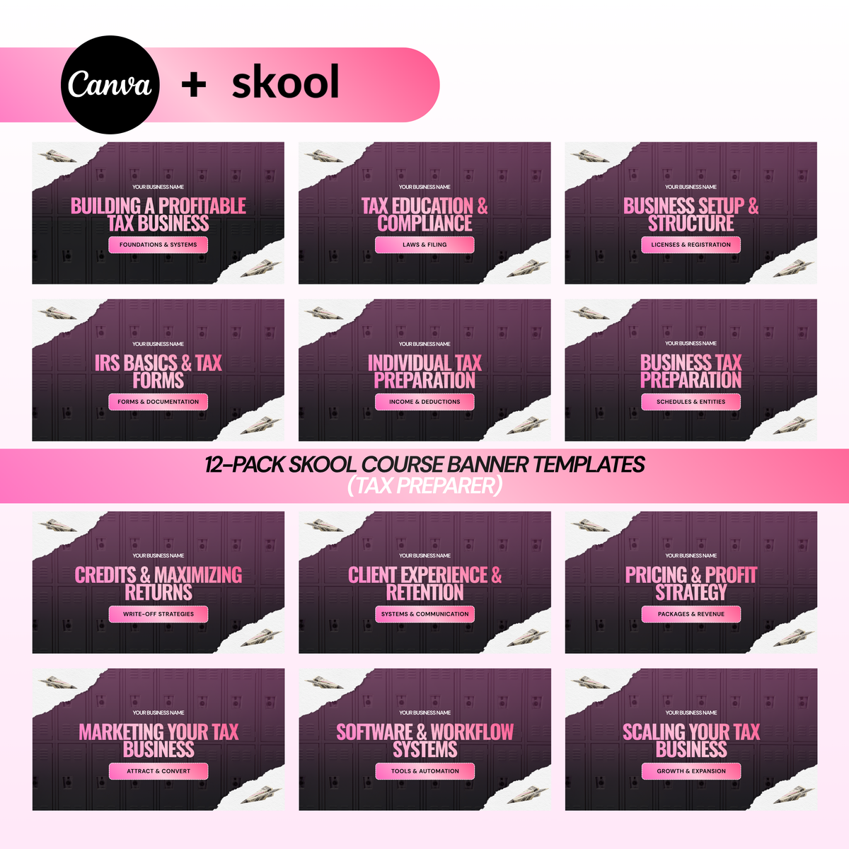 Tax Preparer Skool Course Banner Templates (12-Pack)