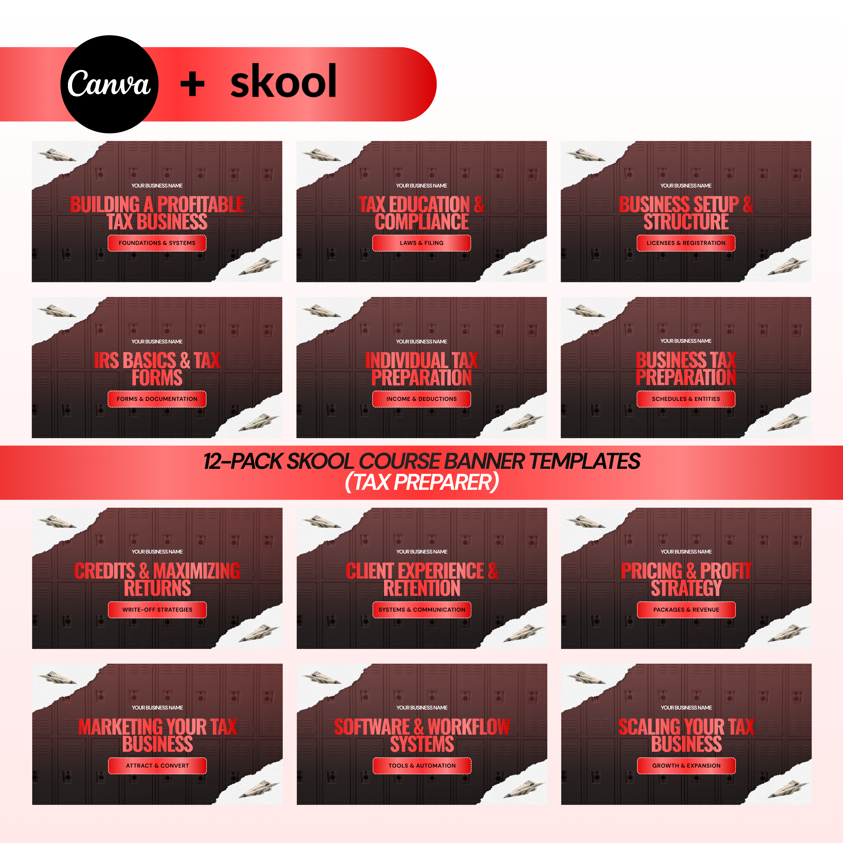 Tax Preparer Skool Course Banner Templates (12-Pack)