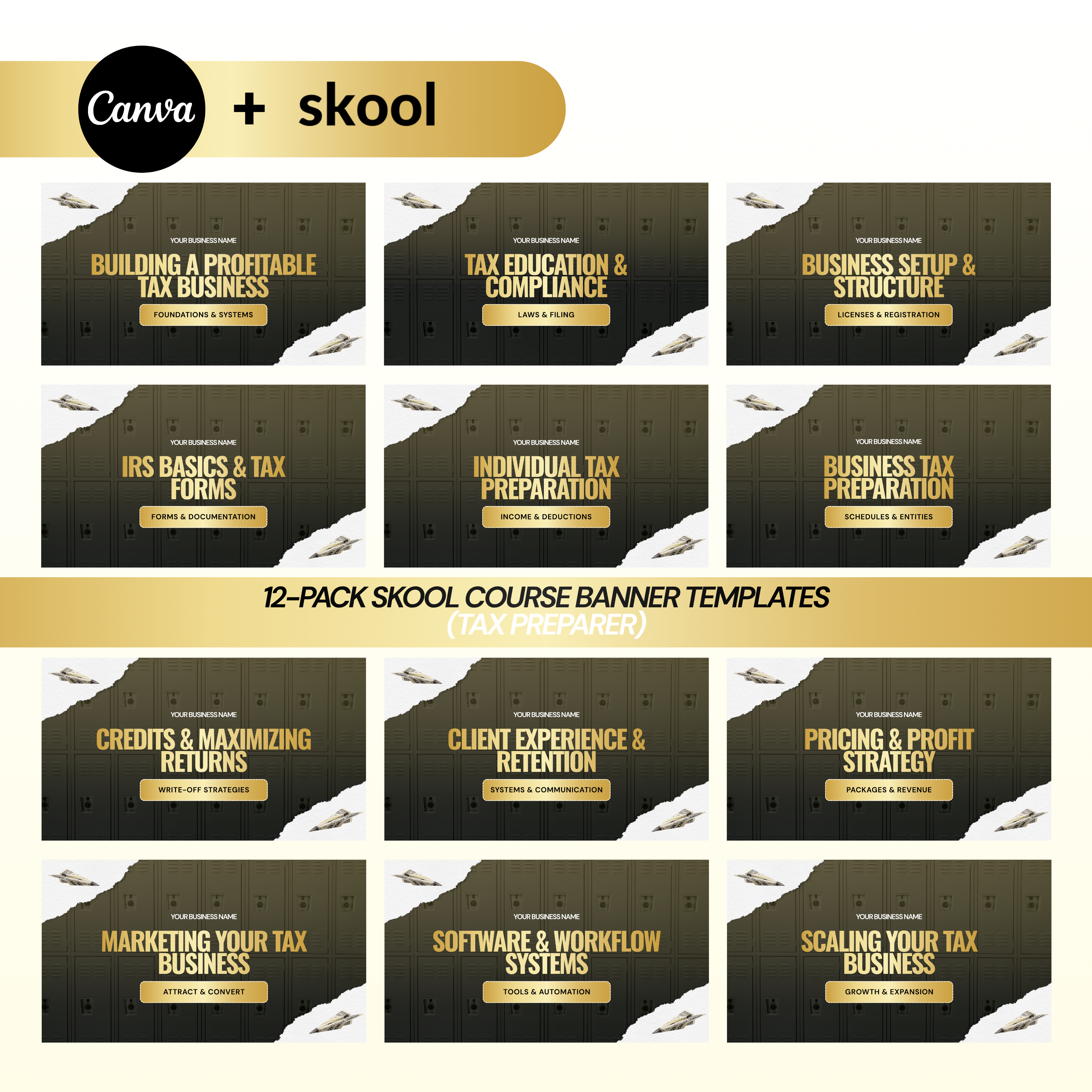 Tax Preparer Skool Course Banner Templates (12-Pack)