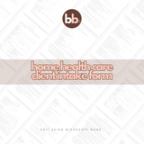 Home Health Care Client Intake Form Template